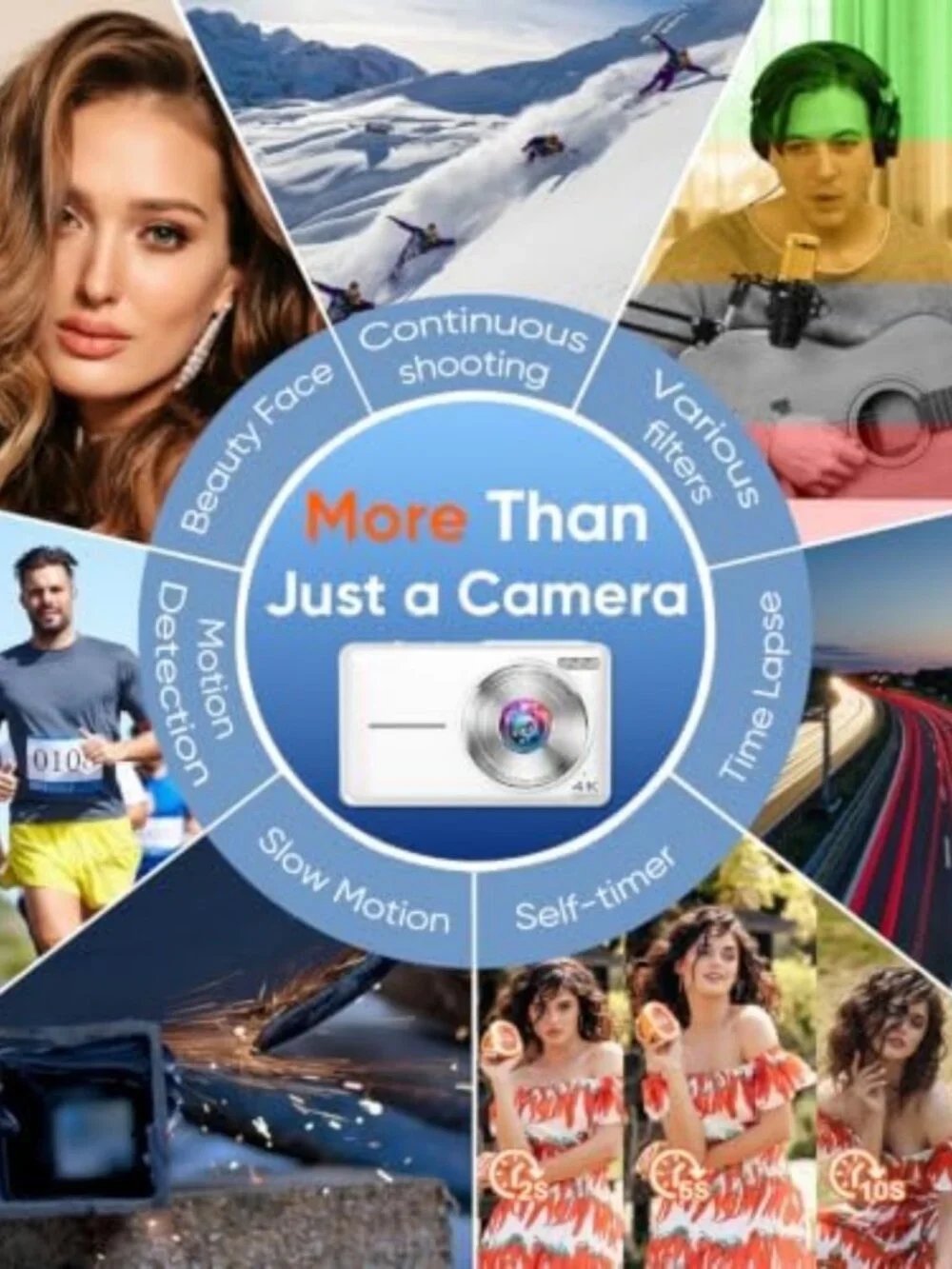 4K 64MP Digital Camera with Autofocus, 16X Zoom & Dual Lens - Compact